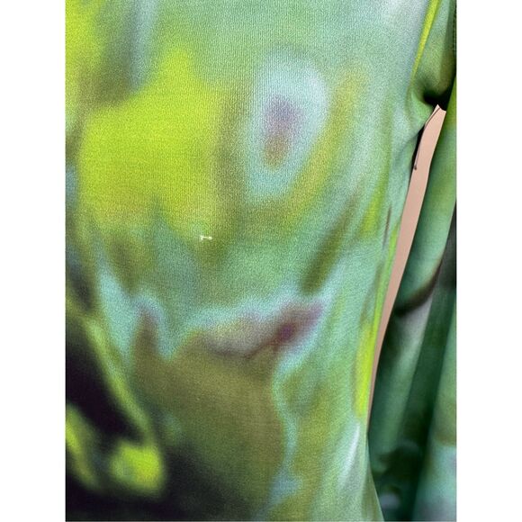 Silvia Tcherassi Ananya Abstract Long Sleeve Draped Midi Dress Green Small $990 - Picture 7 of 12